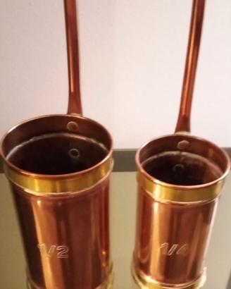 2 MISURINI IN RAME E OTTONE DA ¼ e ½ LITRO