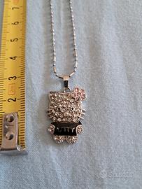 collana con ciondolo in metallo hello kitty