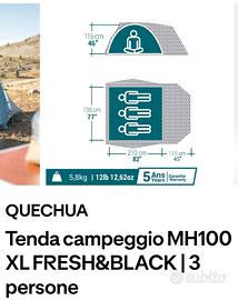Tenda da campeggio Quechua Fresh Black – come nuov