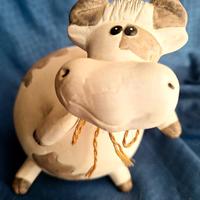 Mucca Vintage in Ceramica–Country con Campanaccio