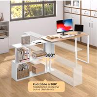 Scrivania a L con scaffale girevole-scrivania ango