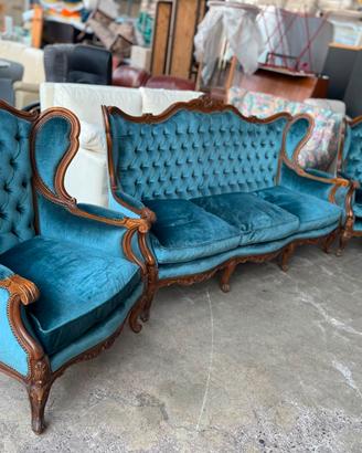 Saloto in stile Luigi Filippo blue