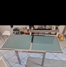 tavolo allungabile un vetro e alluminio