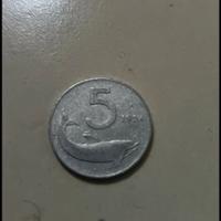 moneta 5 lire anno 1954