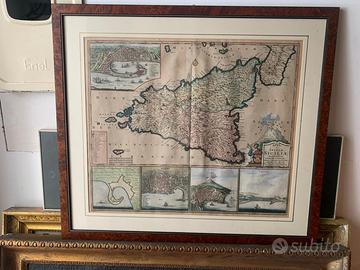 Frederick de Wit Sicily Map c1715 Hand Colored