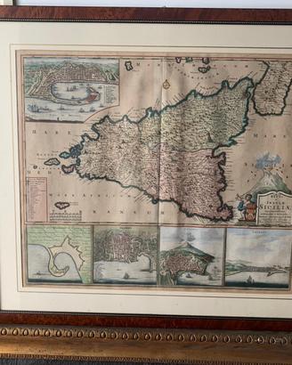 Frederick de Wit Sicily Map c1715 Hand Colored