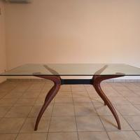 tavolo Porada cristallo/noce con sedie
