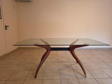 tavolo Porada cristallo/noce con sedie