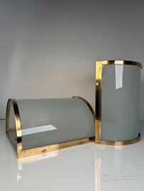 Applique Metalarte vintage anni 70 ottone vetro