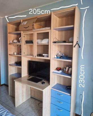 Camera da letto con parete attrezzata