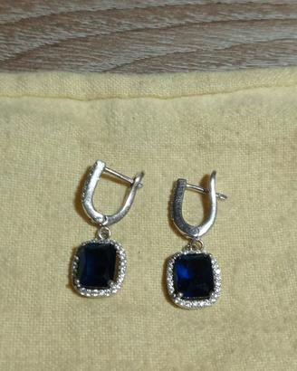 Argento 925 orecchini pietra blu e zirconi?
