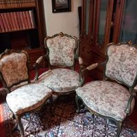 Set stile Luigi XV – 2 poltroncine e 1 sedia