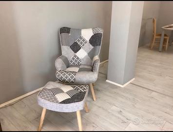 Poltrona con poggiapiedi nuova
