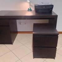 Scrivania IKEA legno nero + 2 cassettiere