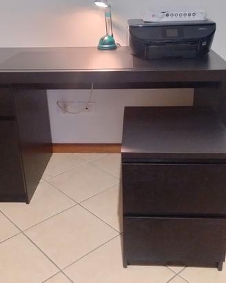 Scrivania IKEA legno nero + 2 cassettiere