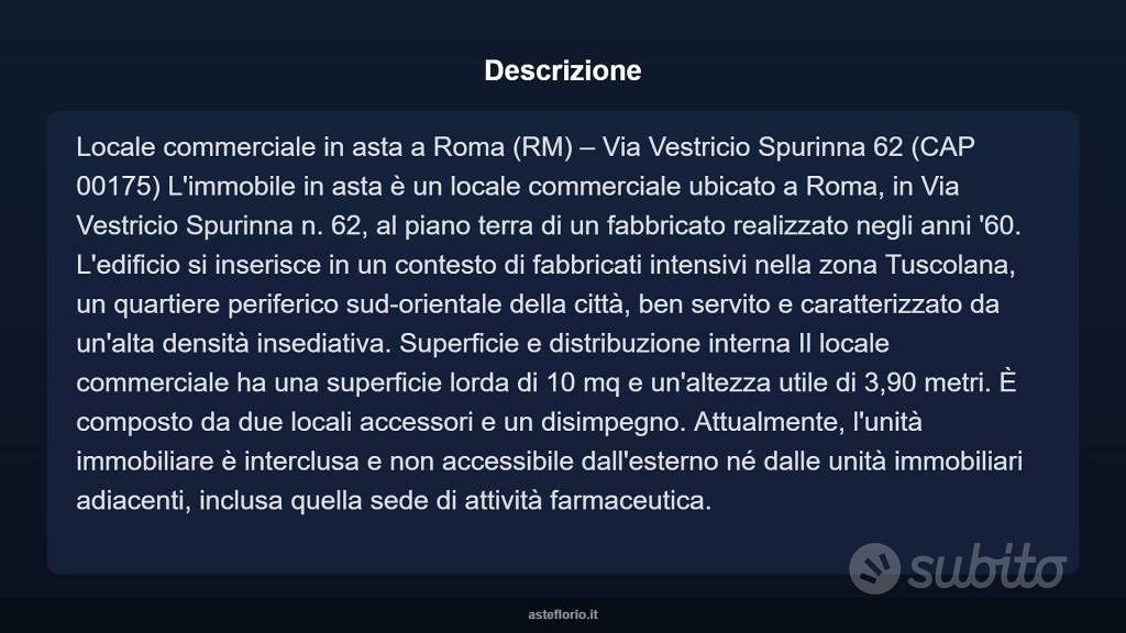 Immobile in asta di 10 m² a Roma - Vista 4