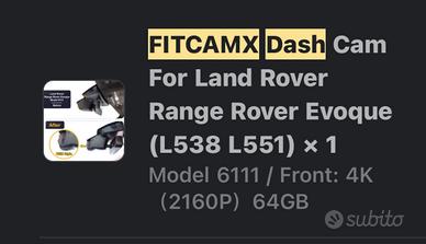 Dash Cam per range Rover Evoque