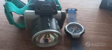 torcia frontale e bussola con cinturino