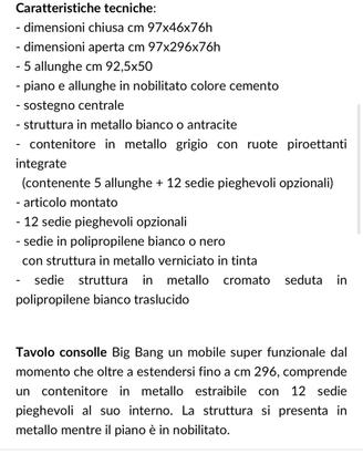 Tavolo consolle allungabile