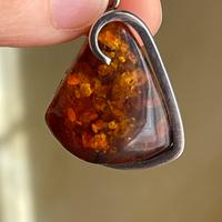 Ciondolo Ambra Naturale e Argento 925 – Vintage
