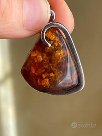 Ciondolo Ambra Naturale e Argento 925 – Vintage