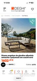 Divano angolare da giardino alluminio e polywood