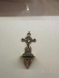 antico acquasantiera da parete in argento 800 o me