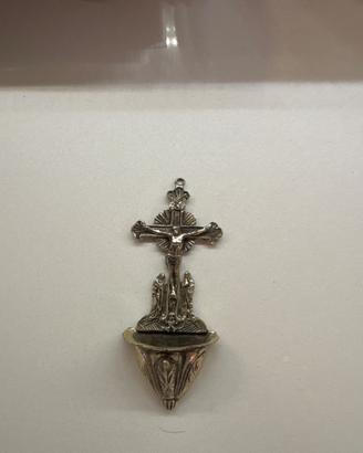 antico acquasantiera da parete in argento 800 o me