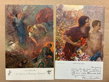 Lotto n. 9 cartoline illustrate da collezione