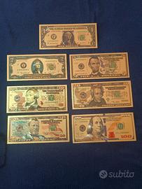 DOLLARI U.S.A. SERIE 7 PZ LAMINA D'ORO COL.2