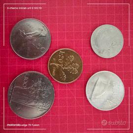 5 monete in lire italiane del 1967/68/69