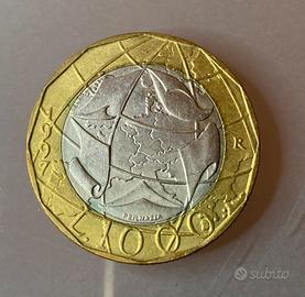 Moneta mille 1000 lire 1997 errore di conio