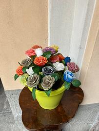 Bouquet candele profumate a rosa – vaso verde