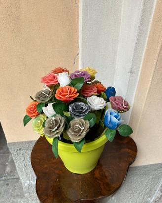 Bouquet candele profumate a rosa – vaso verde