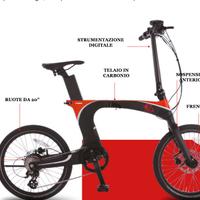 Bici elettrica pieghevole carbonio 20" per camper