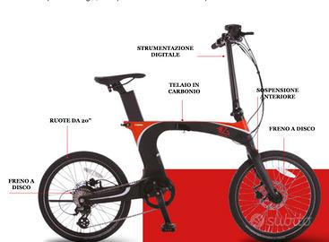 Bici elettrica pieghevole carbonio 20" per camper