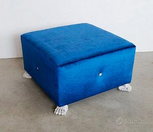 Pouf in velluto blu con Swarovski