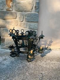 Lampadario antico in ferro battuto vintage 6 luci