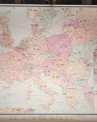 Cartina Europa, poster con ferrovie europee