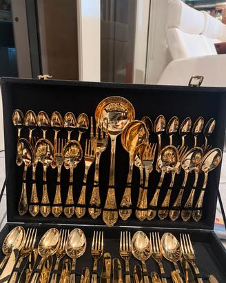 Servizio posate placcate oro 24 KT-Vintage-