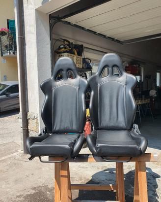 sedili sportivi omp in pelle nera, smart roadstet