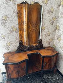 Petineuse vintage in legno – con specchio