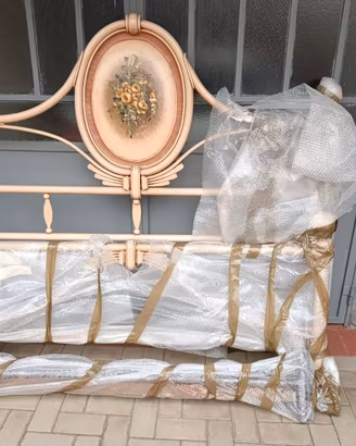 Letto in Ferro Battuto Avorio Stile Liberty