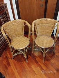 Poltroncine vintage in vimini e rattan