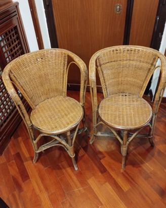 Poltroncine vintage in vimini e rattan