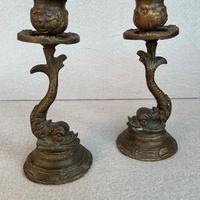 Coppia candelieri in bronzo anni 40/50