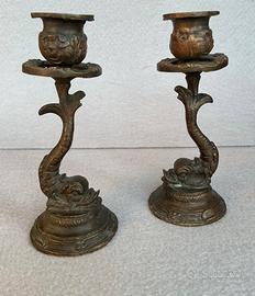 Coppia candelieri in bronzo anni 40/50