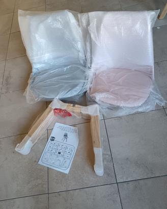Set 2 Sedie Scandinave con imbottitura, Rosa e Gri