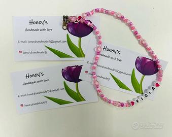 Collana perle lucide fatta a mano