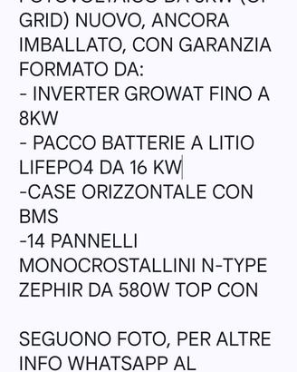fotovoltaico completo da 8kw con 26 di accumulo
